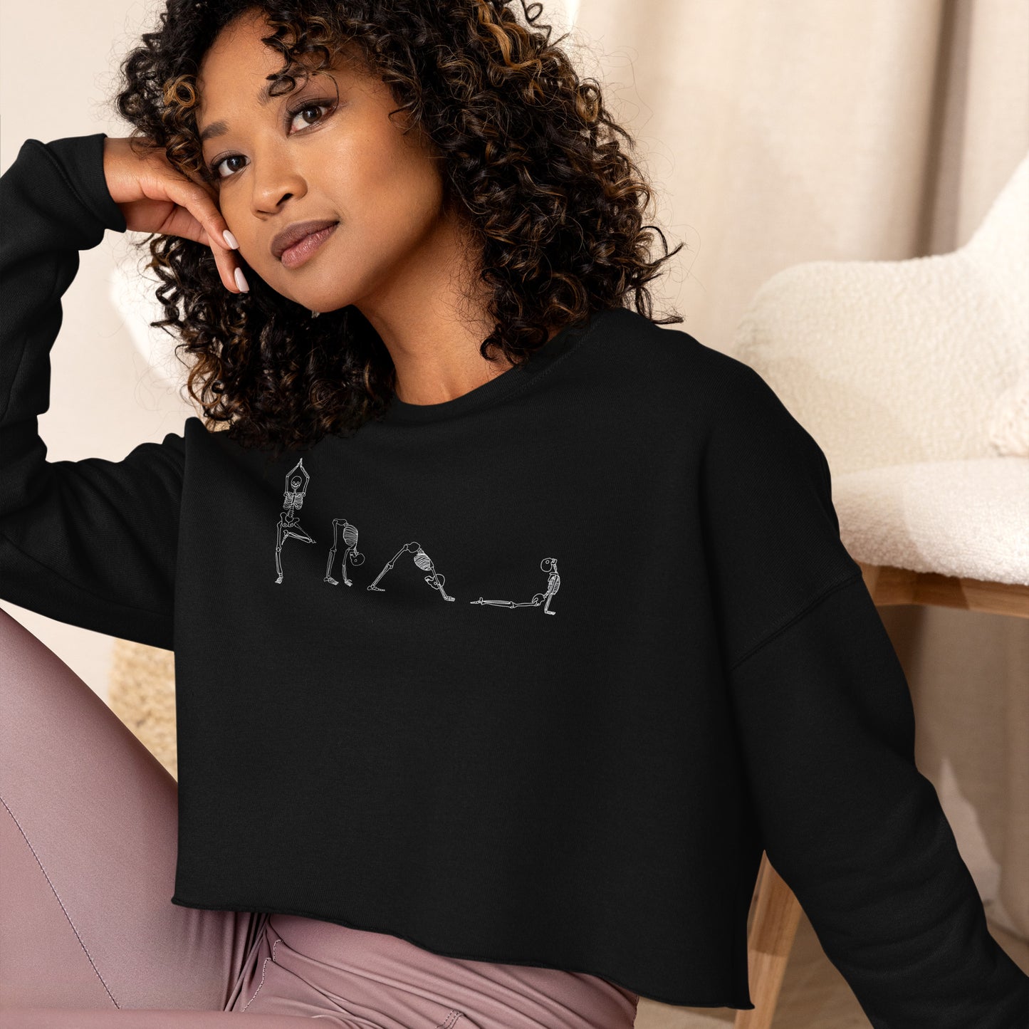 Yoga Skeletons Crop Sweatshirt