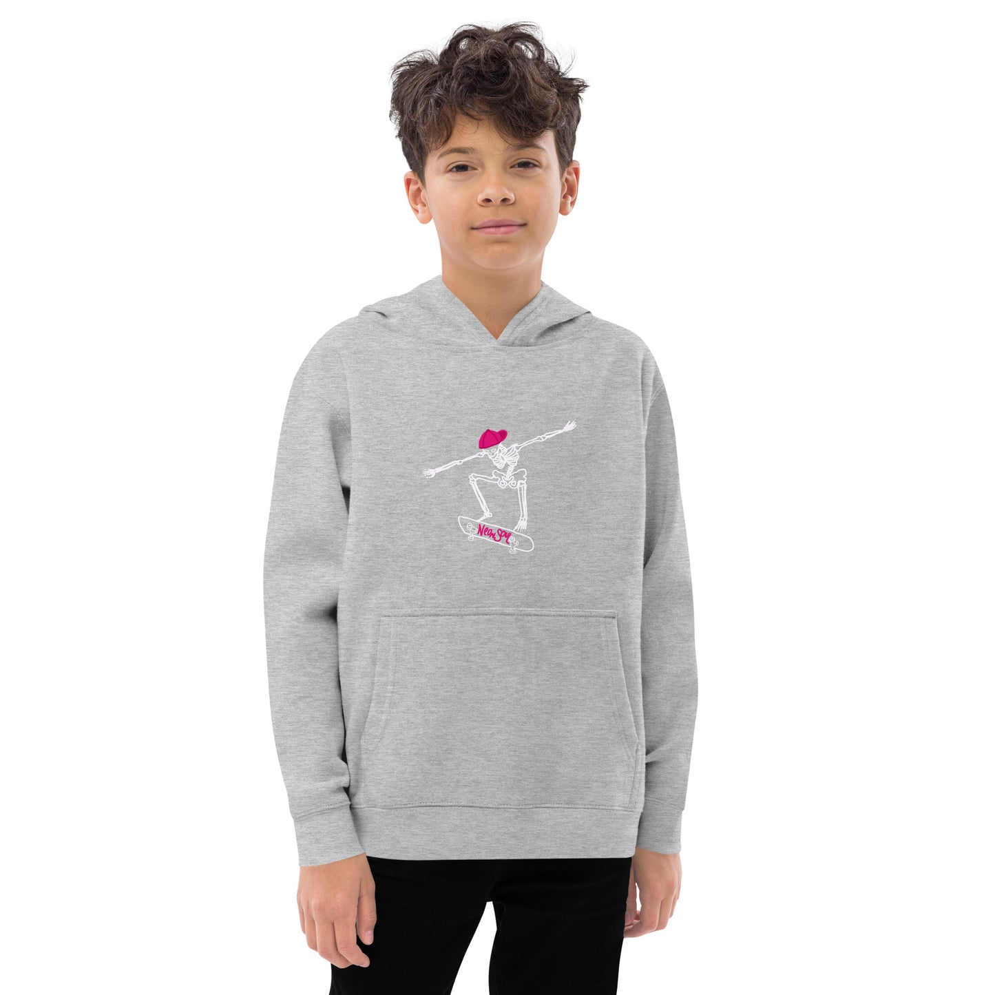 Skeleton Skater Kids Fleece Hoodie