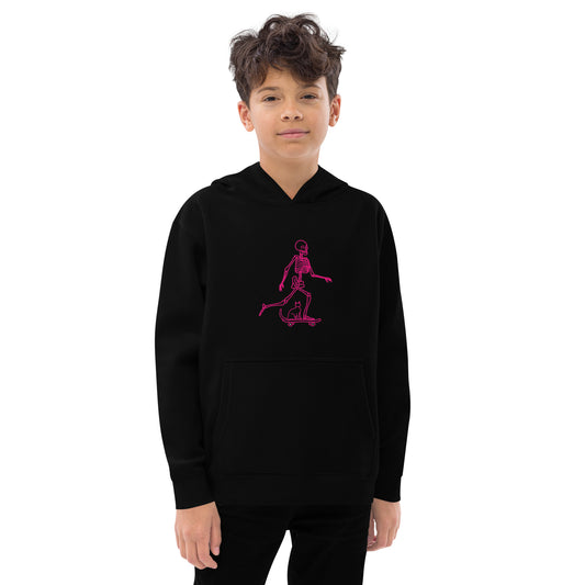 Skeleton Skater & Cat Kids fleece hoodie