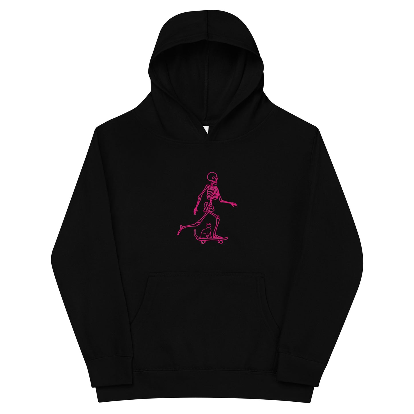 Skeleton Skater & Cat Kids fleece hoodie