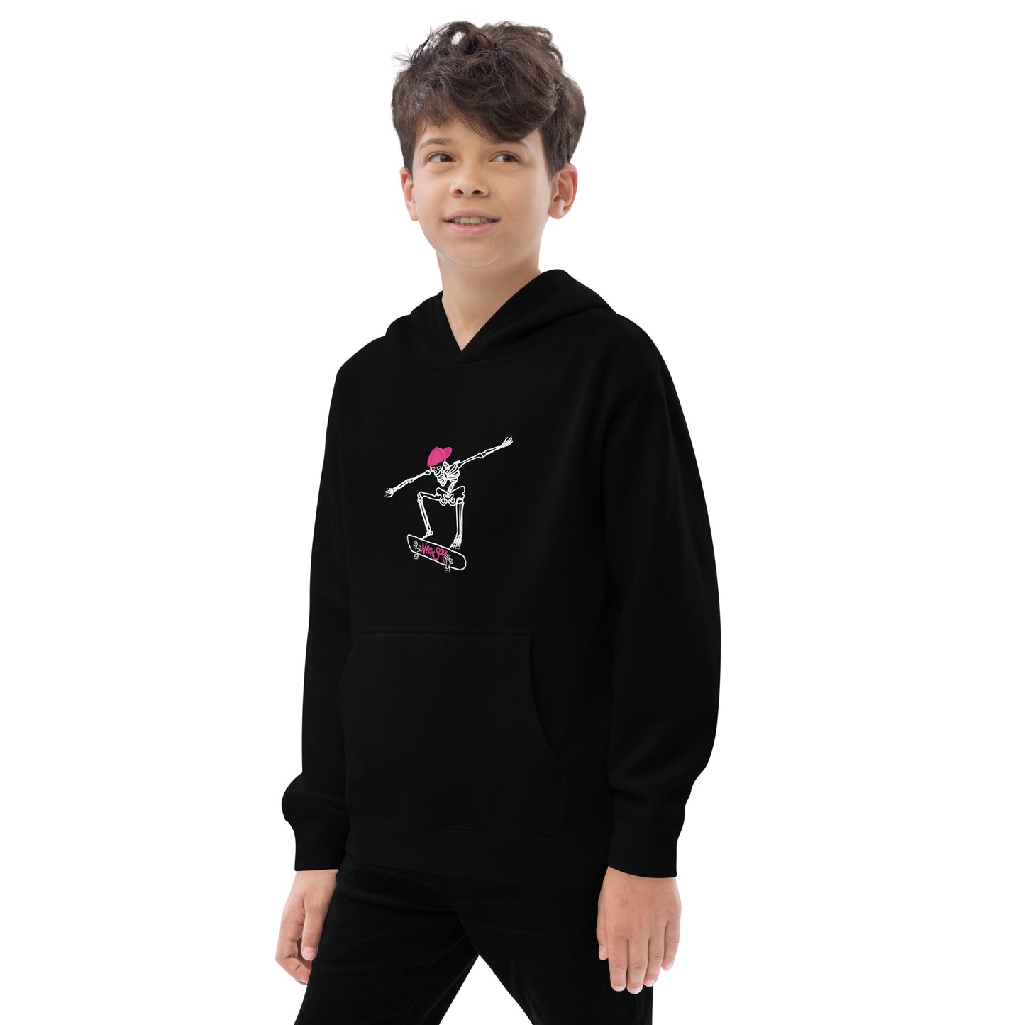 Skeleton Skater Kids Fleece Hoodie