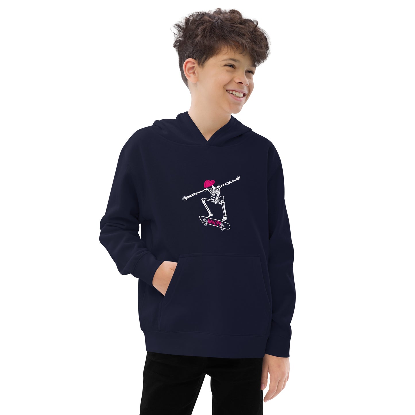 Skeleton Skater Kids Fleece Hoodie