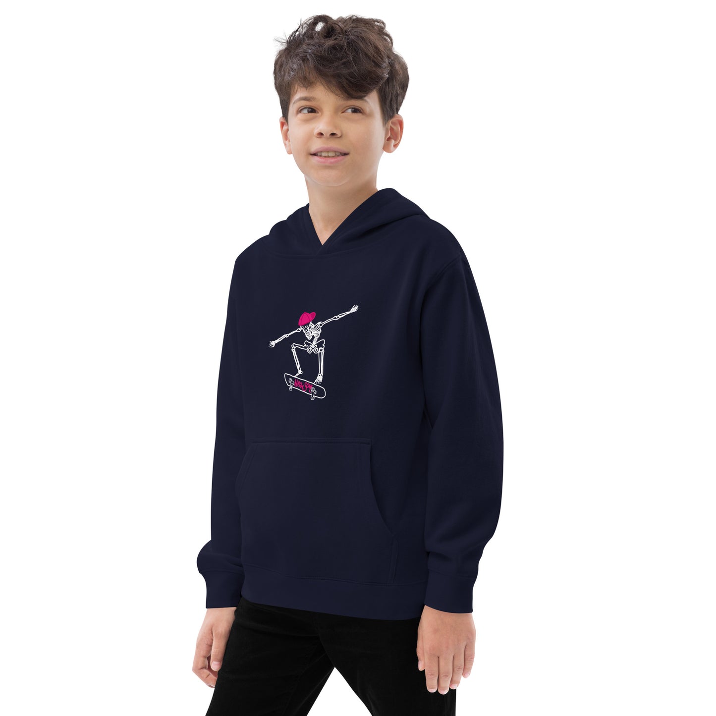 Skeleton Skater Kids Fleece Hoodie