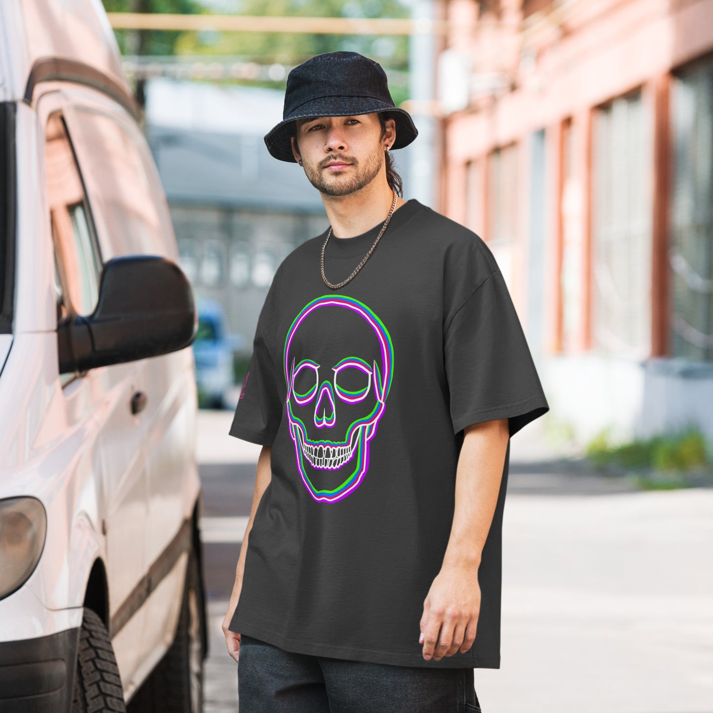 Trippy Skull Oversized Unisex faded t-shirt