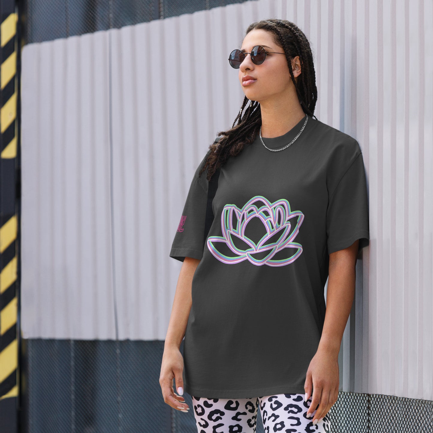 Trippy Pastel Lotus Unisex Oversized faded t-shirt