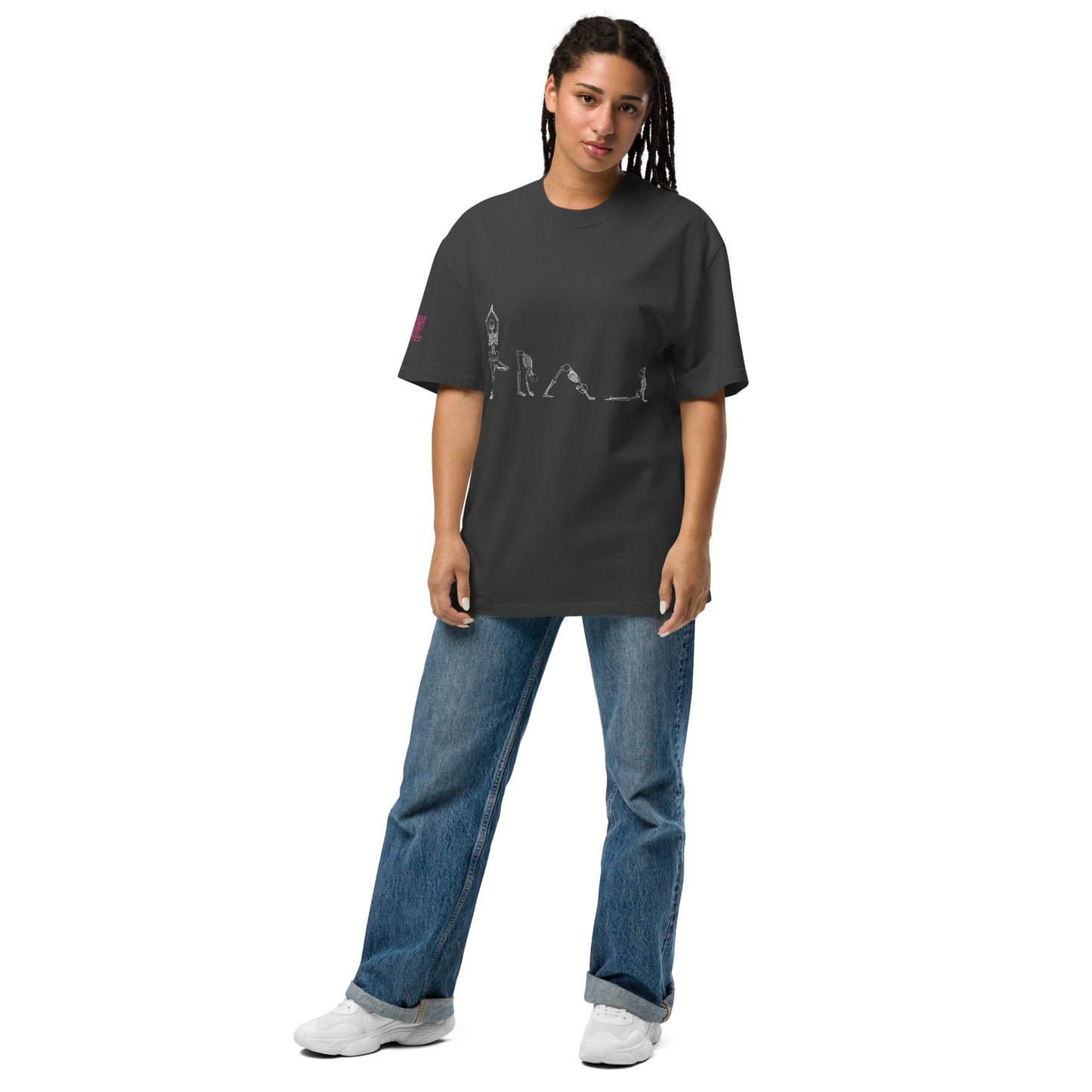 Yoga Skeletons Oversized Unisex faded t-shirt