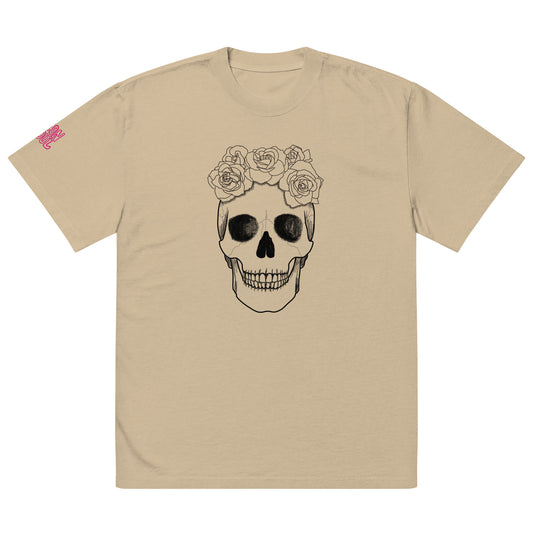 Skull & Roses Sketch Unisex Oversized faded t-shirt