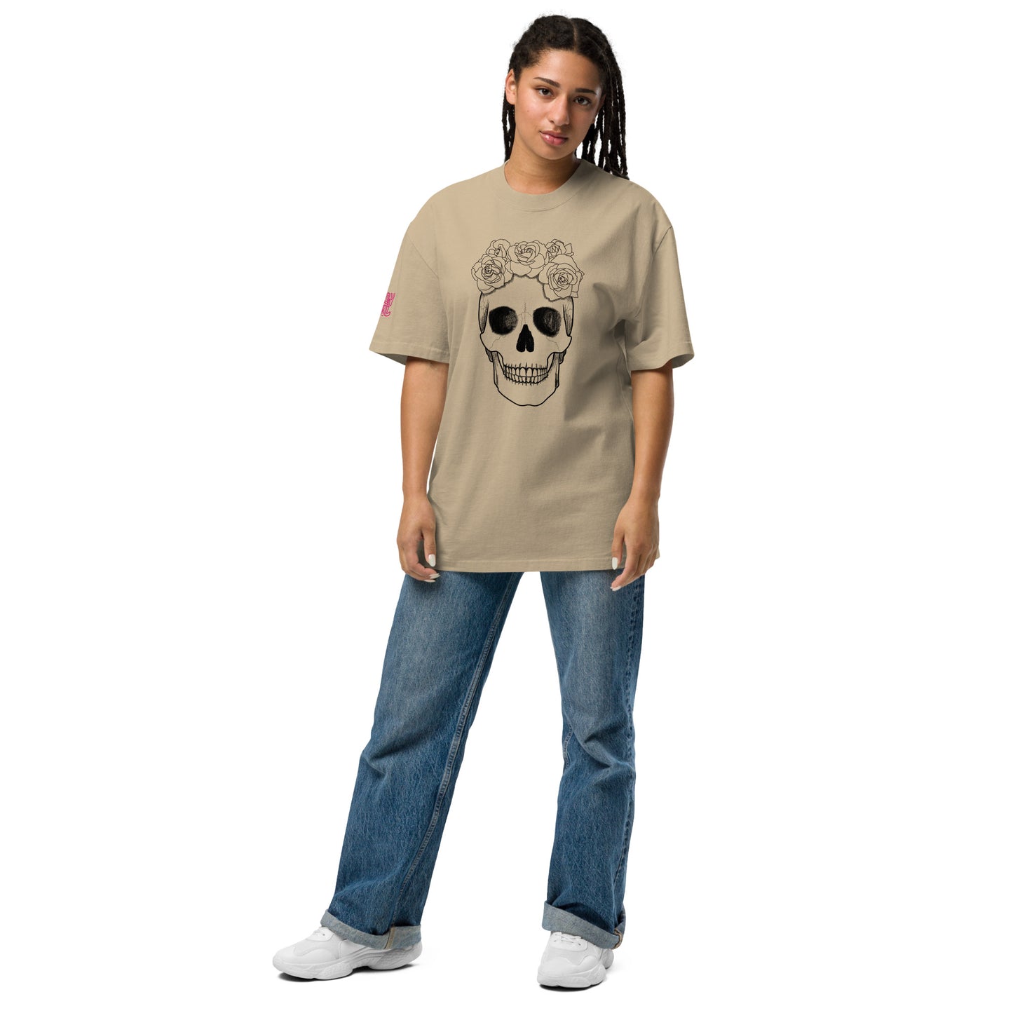 Skull & Roses Sketch Unisex Oversized faded t-shirt