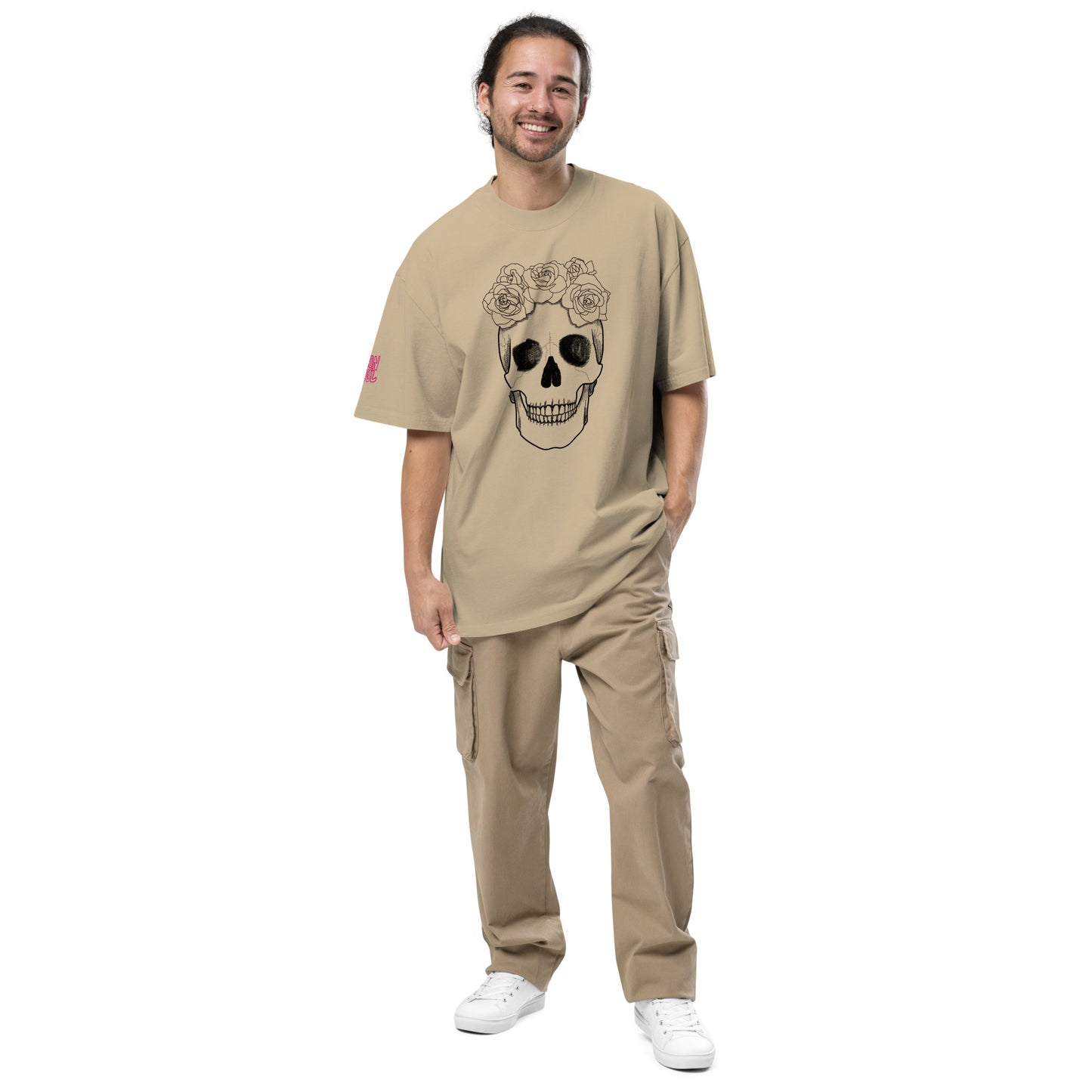 Skull & Roses Sketch Unisex Oversized faded t-shirt