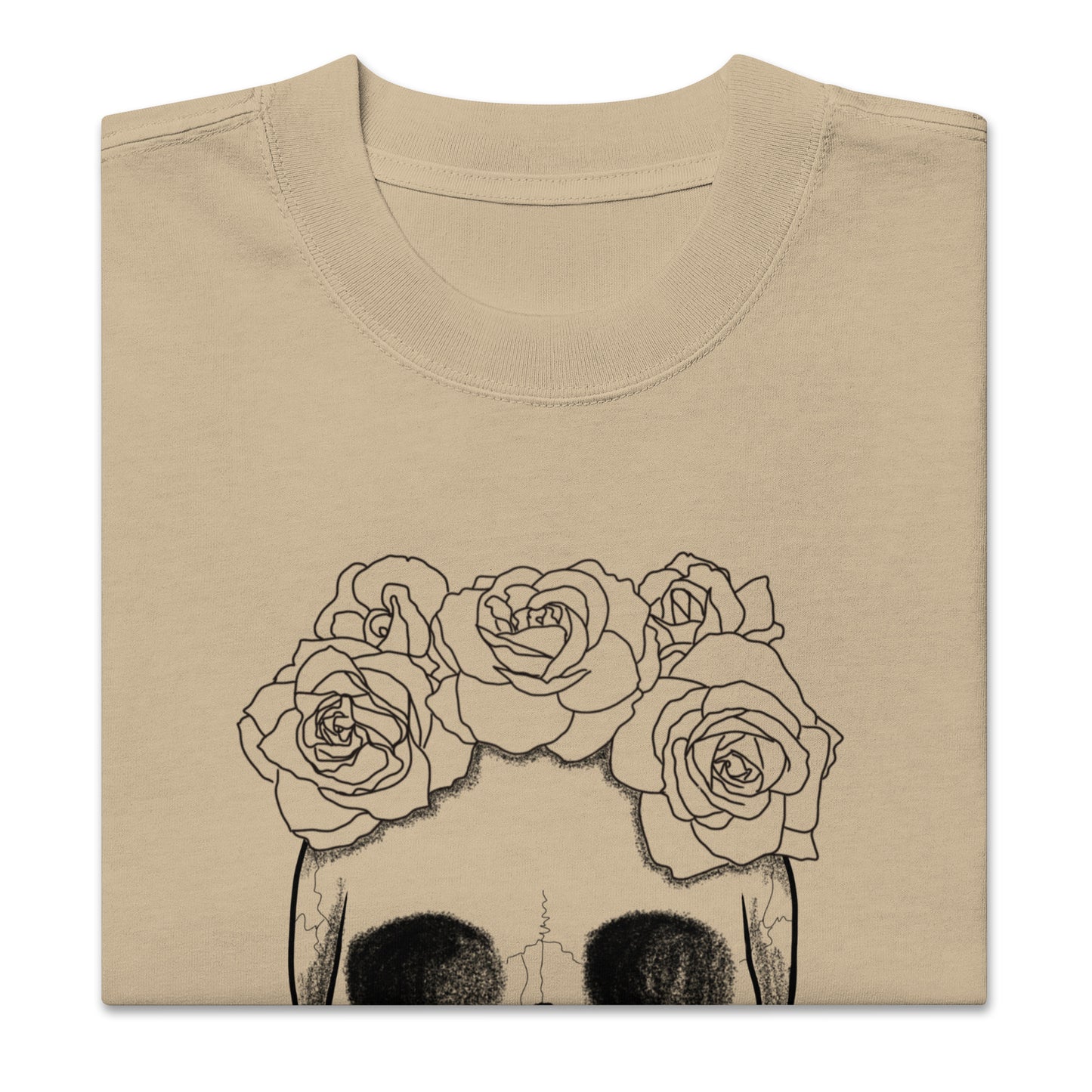 Skull & Roses Sketch Unisex Oversized faded t-shirt