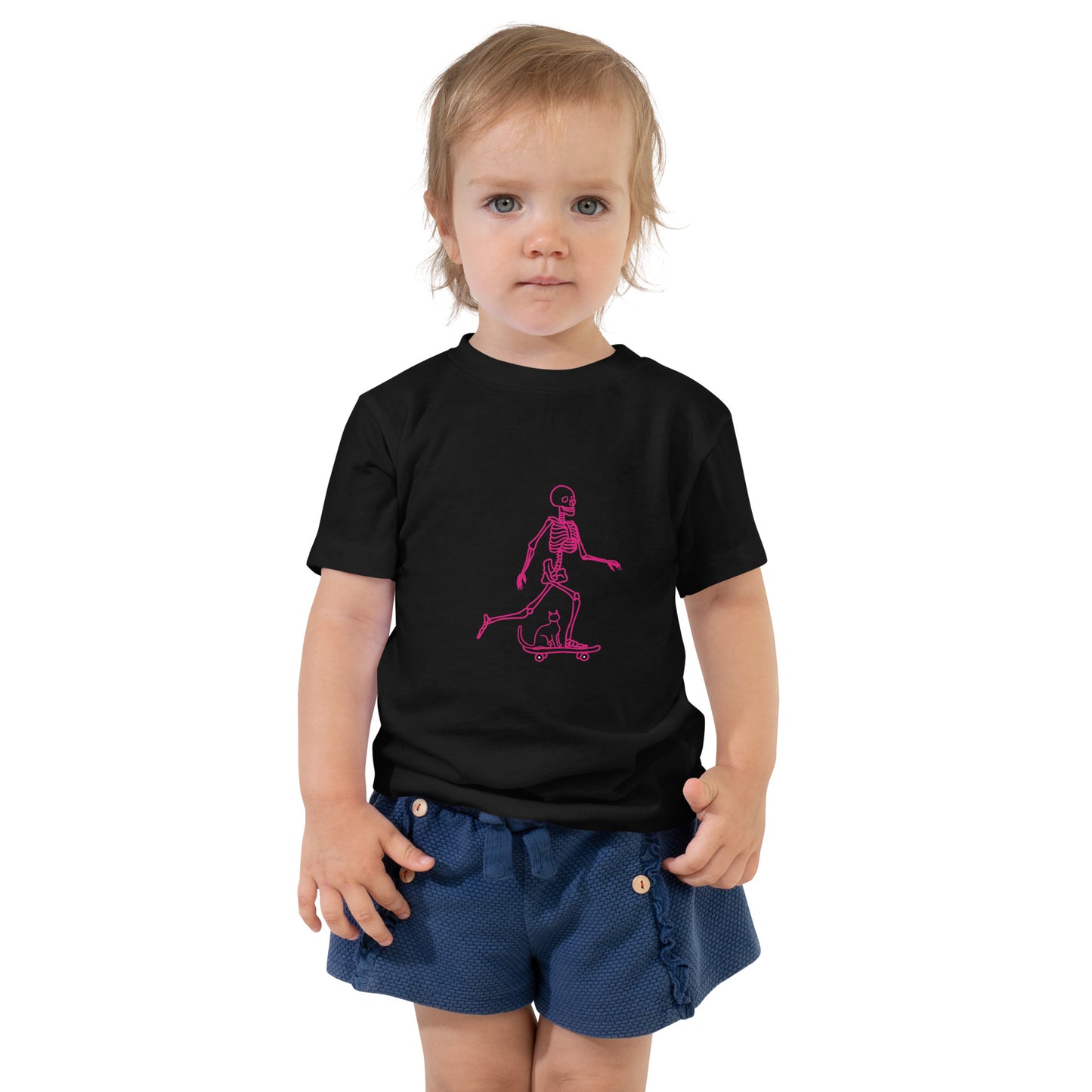 Skeleton Skater & Cat Toddler Short Sleeve Tee