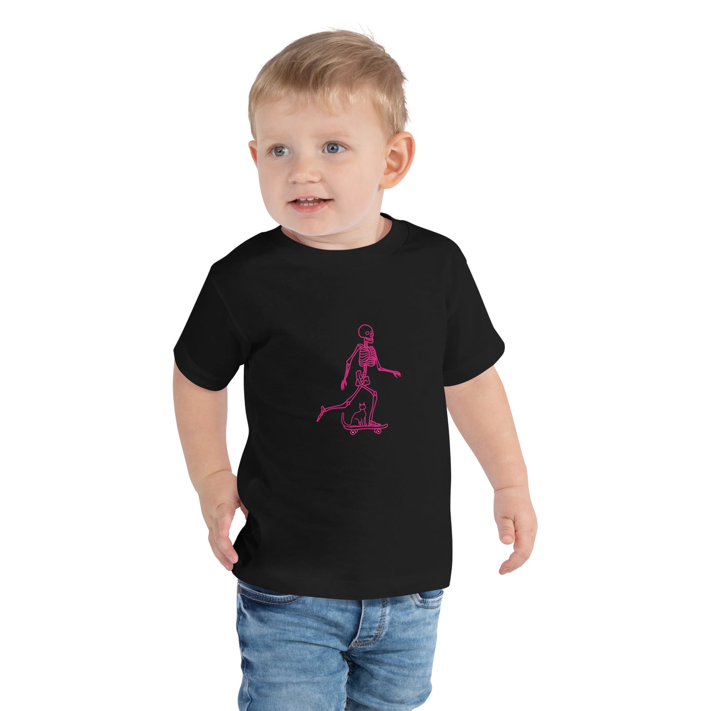 Skeleton Skater & Cat Toddler Short Sleeve Tee