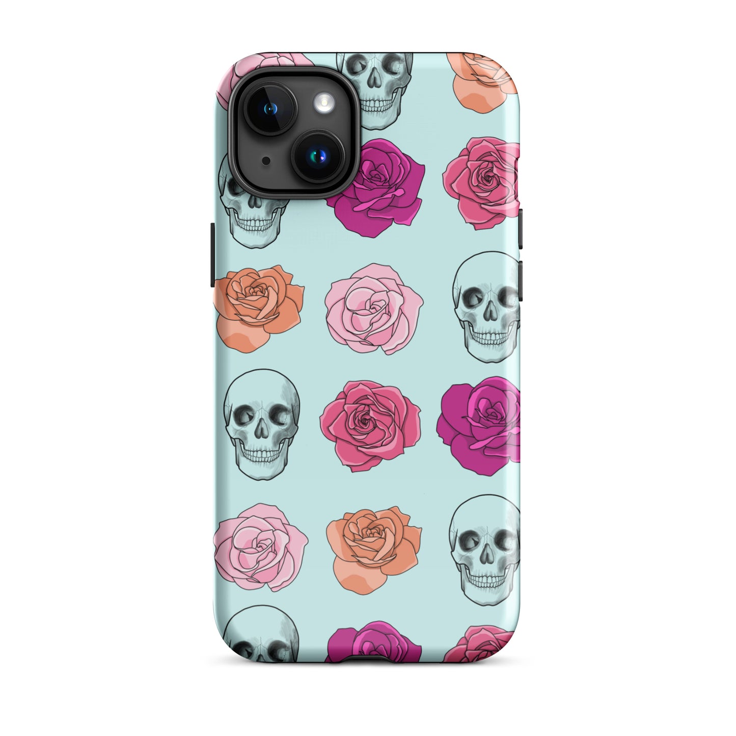 Skulls & Roses Tough Case for iPhone® in Light Cyan