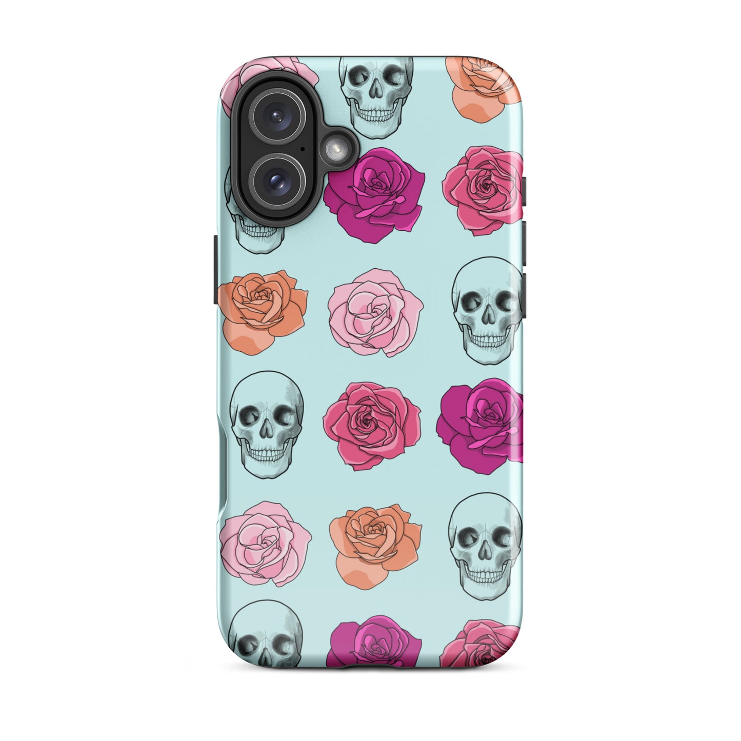 Skulls & Roses Tough Case for iPhone® in Light Cyan