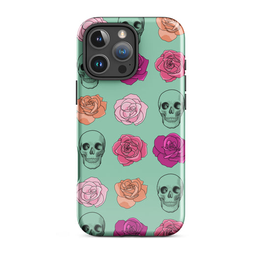 Skulls & Roses Tough Case for iPhone® in Blue-Green