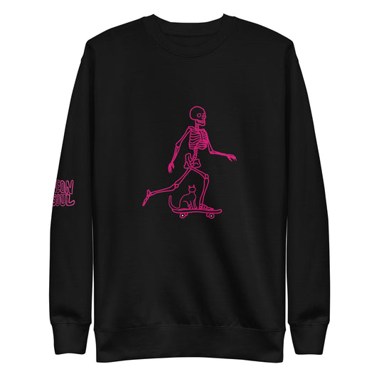 Skeleton Skater & Cat Unisex Premium Sweatshirt