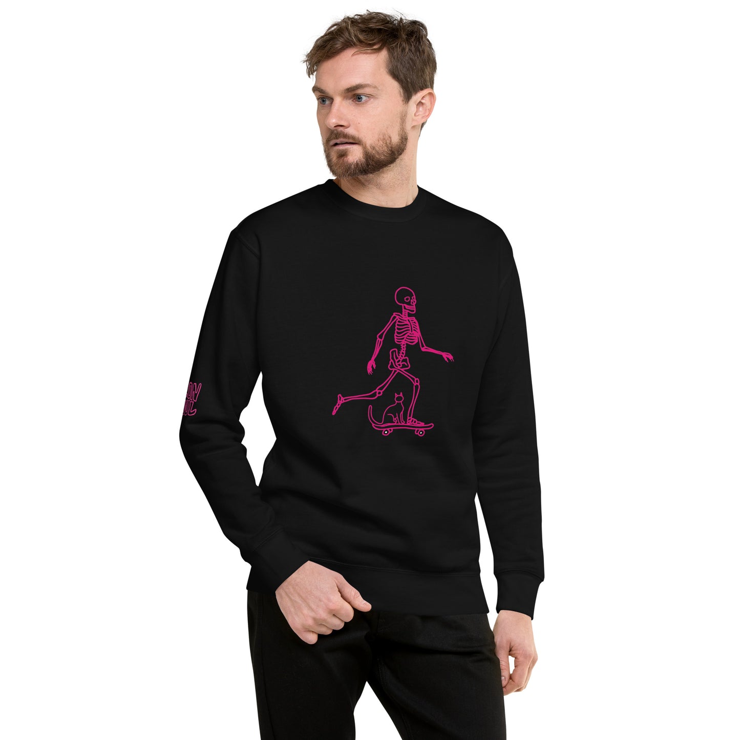 Skeleton Skater & Cat Unisex Premium Sweatshirt