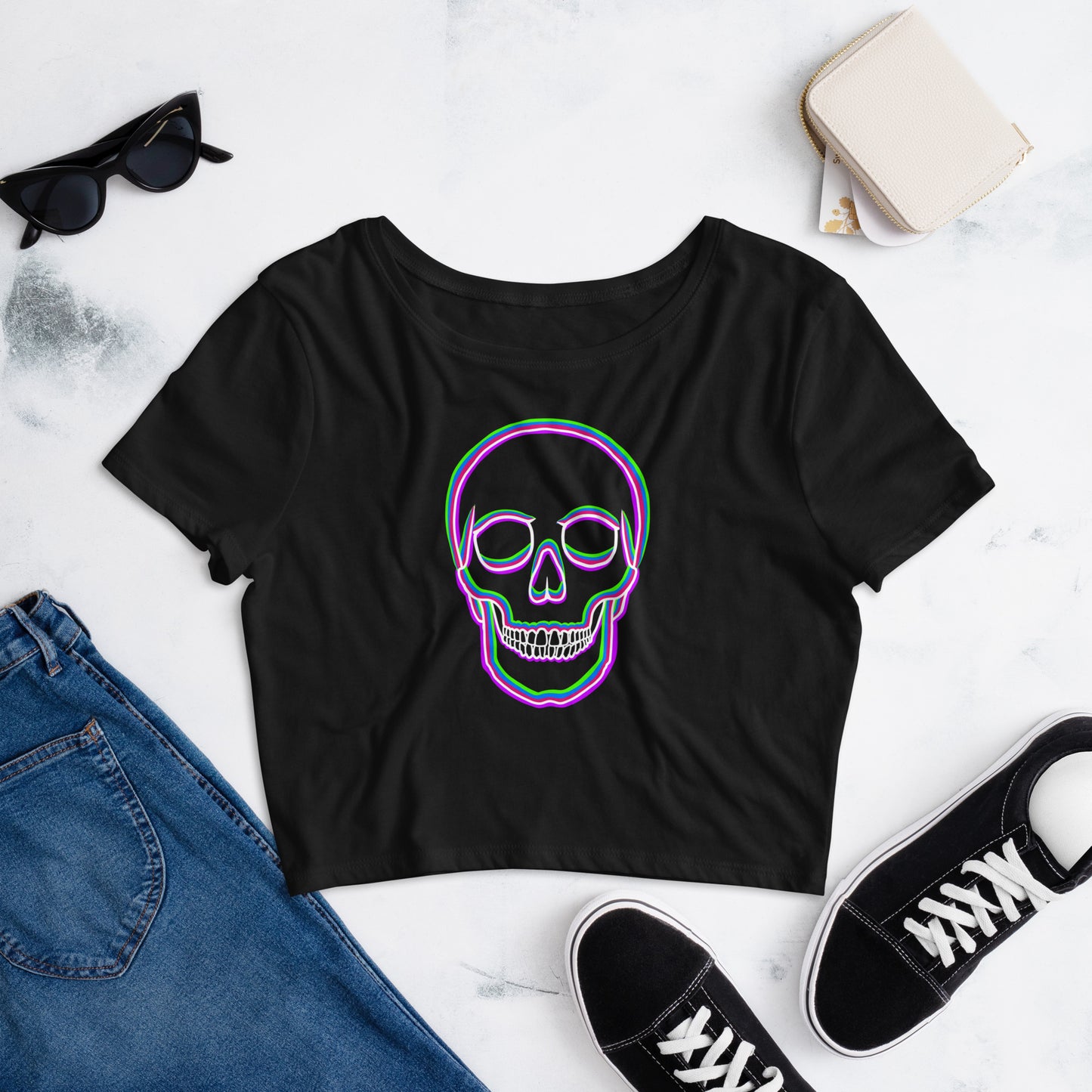 Trippy Skull Women’s Crop Tee