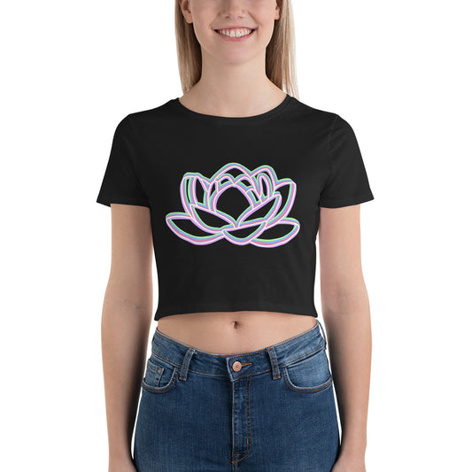 Trippy Pastel Lotus Women’s Crop Tee