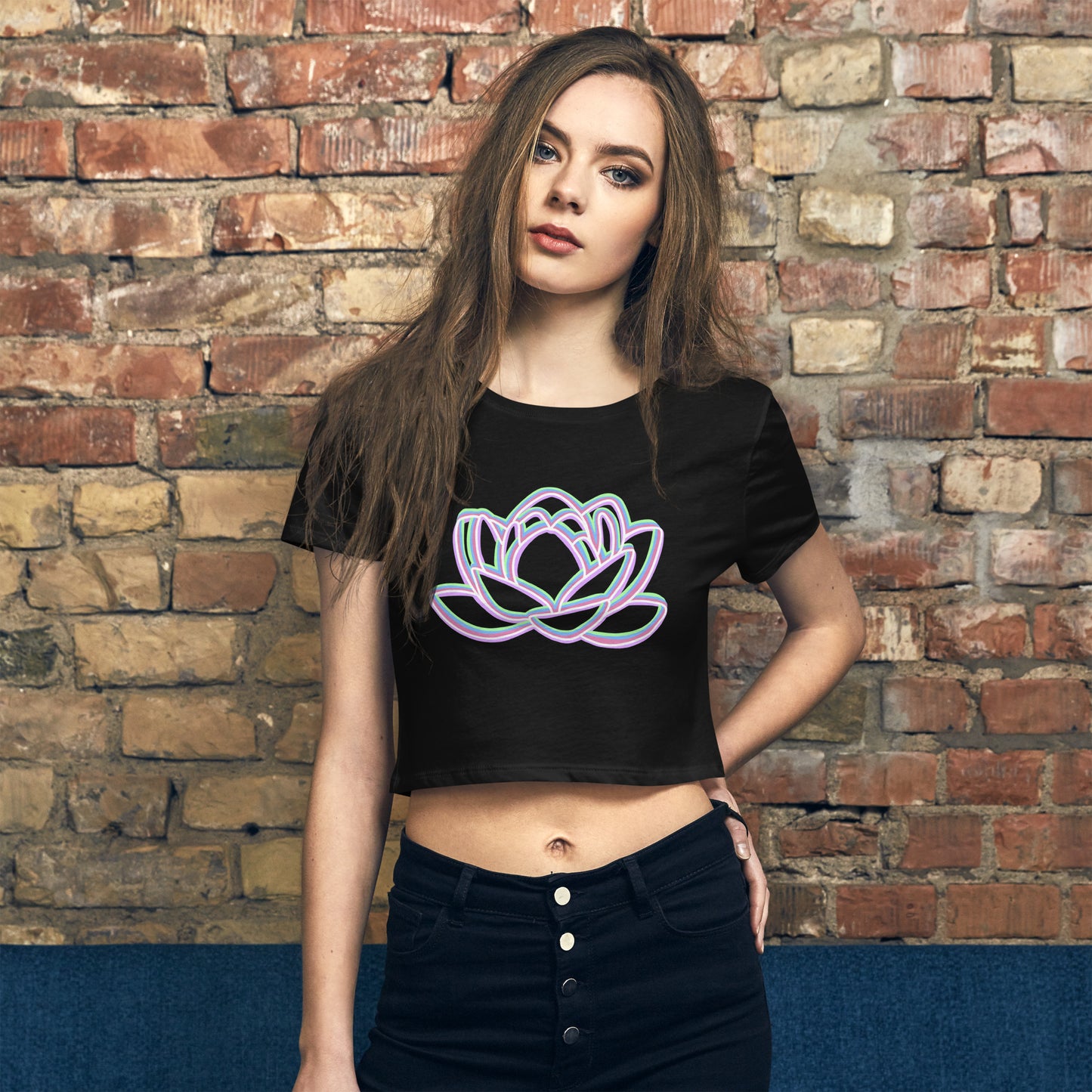 Trippy Pastel Lotus Women’s Crop Tee