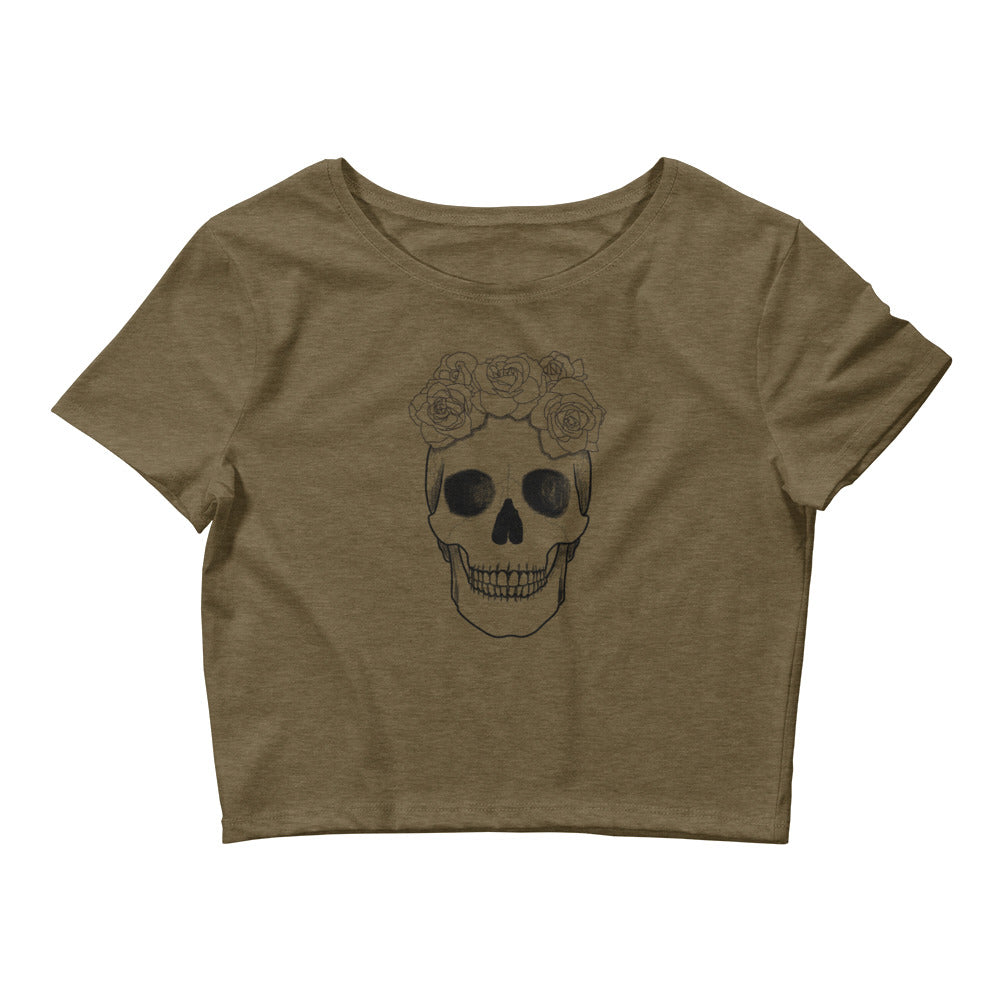 Skull & Roses Sketch Women’s Crop Tee